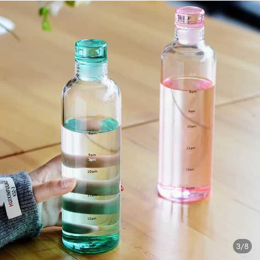 500ml Transparent Timeline Bottle – Motivational Water Bottle with Time Markers